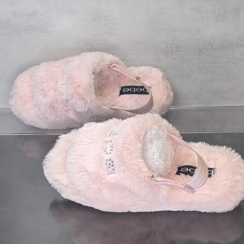 Bebe Pink Fuzzy Slippers 6
